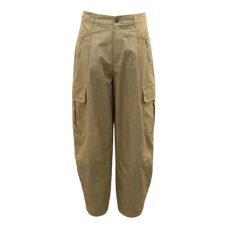 Meimeij Wide Trousers, female, Beige, Size: 2XL Trousers with Side Patch Pockets and Front Metal Zip