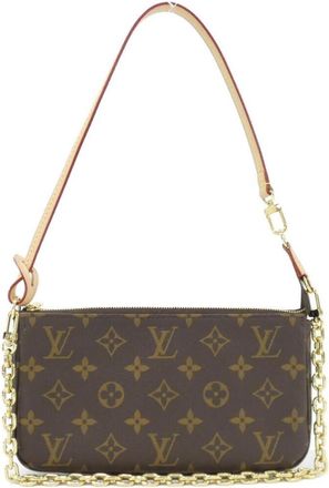 Louis Vuitton Marron Coated Canvas Pochette Pouch (Pre-Owned)