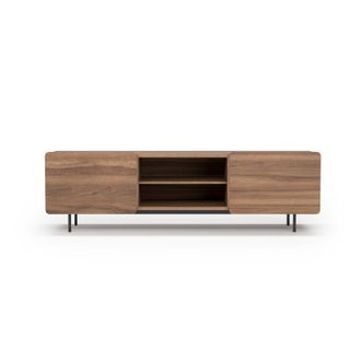 HERDASA Mueble Tv, Colecci&oacute;n Biscuit, En Melamina Con 2 Puertas Y 2 Estantes Centrales Abiertos. Nogal