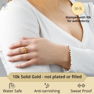 MAX + STONE 10k Yellow or White Gold Cushion Cut Gemstone Three Stone Ring