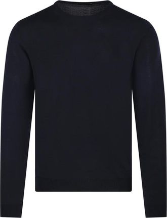 Roberto Collina Round-neck Knitwear, male, Blue, M, Navy Round Neck Jumper