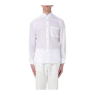 Eleventy Casual Shirts, male, White, L, White Linen Shirt Stylish and Versatile