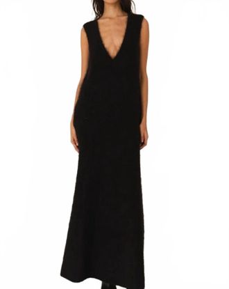 The Garment Roma Plunging Neck Gown In Black