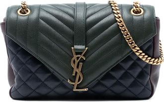 Saint Laurent 2016 Medium Tricolor Sheepskin Triquilt Monogram College Bag crossbody bag - Blu