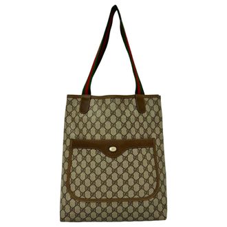 Gucci Brown Green Red Color Leather Pvc Shoulder Bag Tote Bag (Pre-Owned)