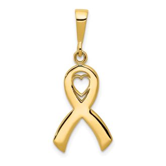 Diamond2Deal 14k Yellow Gold Heart In Awareness Pendant