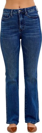 Judy Blue High Waist Dark Wash Tummy Control Bootcut, Short Inseam 30, Blue, 24