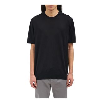Paolo Pecora Round-neck Knitwear, male, Black, Size: 2XL Crew-Neck Silk Sweater