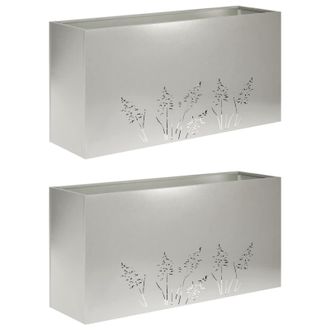 vidaXL Macetero De Jard&iacute;n 2 Uds. Plateado 100 X 20 X 49 Cm Vidaxl
