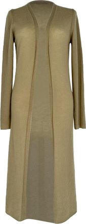 Jil Sander Knitted Open Long Cardigan in Beige Cashmere