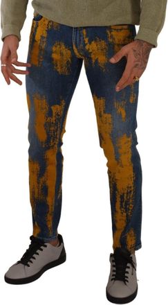 Dolce & Gabbana Blue Yellow Dye Cotton Skinny Men Denim Jeans Elastane Clothing