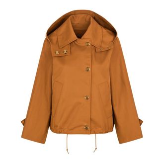 Twinset Light Jackets, female, Brown, Size: XS Light Jacket with Detachable Hood