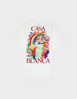 Casablanca Mens Printed T-Shirt Nature Teacher White - Size: 40