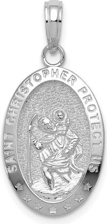 Diamond2Deal 14k White Gold Saint Christopher Medal Pendant