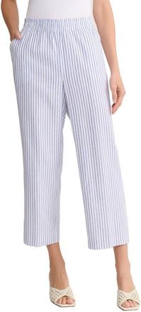 Jones New York Stripe Pull-On Wide Leg Pants in Natural White/Light Sapphire at Nordstrom, Size X-Large