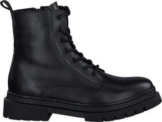 Tamaris Gesloten Booties - Dames - Veterlaarzen - Zwart - 38 EU - Leer - Schoenen