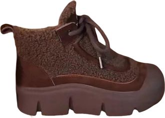 Generic Ladies Boots Uk Warm Boots Soft and Comfortable Can Adapt To The Cold and Harsh Environment Womens Suede Ankle Boots (Brown, 4.5)