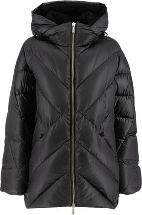 Moorer Zwarte Hooded Rits Jas Stijlvol Veelzijdig - Dames - Winterjassen - Zwart - S - Jassen