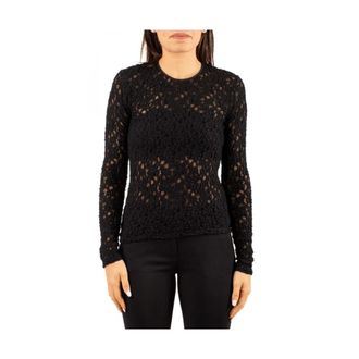 Max Mara Round-neck Knitwear, female, Black, S, Maglia Poker