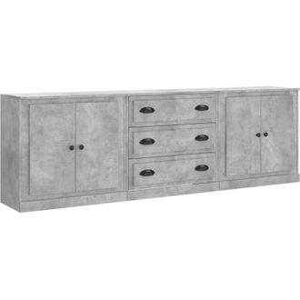 vidaXL Aparadores 3 Piezas Madera Contrachapada Gris Hormig&oacute;n Vidaxl