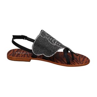 Caf&egrave;noir Flat Sandals, female, Black, Size: 8 US Sandali Pelle