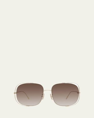 Loewe Metal Logo-Print Rectangle Sunglasses