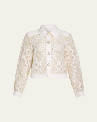 Ramy Brook Sapphire Embroidered Jacket