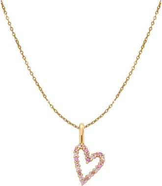 Made by Mary Pink CZ Heart Charm Necklace in Gold at Nordstrom, Size 16