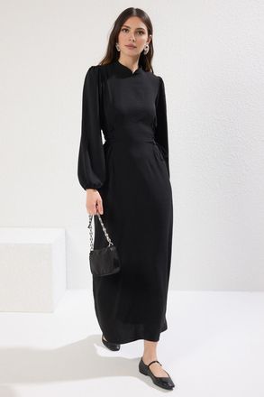 Trendyol Modest Dames Zwart Effen Maxi Lang Casual A-lijn Modest Jurken