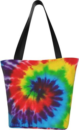 AOOEDM Tie-Dye Tote Bag Women Capacity Shoulder Grocery Shopping Bags