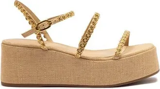 Larroude Gio Milanina Flatform Sandal in Beige at Nordstrom, Size 7.5