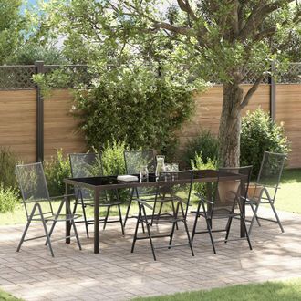 Berkfield Home 7 Piece Garden Dining Set Anthracite Steel