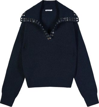 Patrizia Pepe Maglia in misto lana con borchie - - Knitwear - Donna - Nero - S