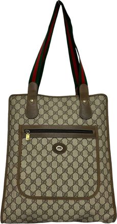 Gucci Brown Green Red Color Pvc Leather Handbag Tote Bag (Pre-Owned)