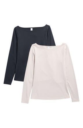 Yogalicious Zenly Winslet Assorted 2-Pack T-Shirts in Shadow Rock/Black at Nordstrom Rack, Size X-Small