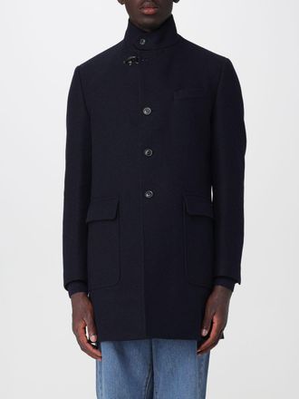 Fay Wool Short Coat with High Collar and Iconic Metal Hook