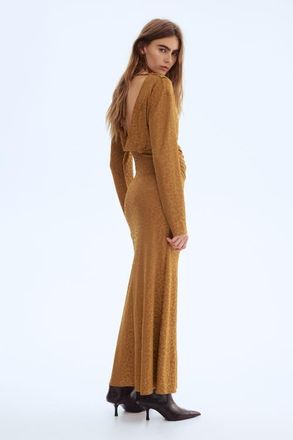 H&M Draped Midi Dress in Dark Beige at Nordstrom, Size X-Small