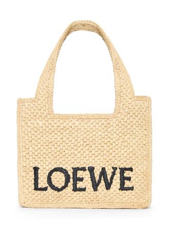 Loewe Mini LOEWE Font Tote in raffia - Neutrals