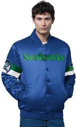 Starter Mens Starter Royal Seattle Seahawks Triple Option Satin Varsity Vintage Logo Full-Snap Jacket at Nordstrom, Size Xx-Large