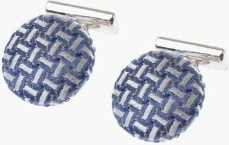 Corneliani Metal Cufflinks Lined With Embroidered Silk size Unica