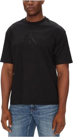 Calvin Klein Jeans Tops, Heren, Zwart, XL, Katoen, SS Hero Monologo EMB