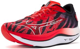 Mizuno Wave Rebellion Flash 2 Running Shoes Ignition Red/White : Mens 13 - Womens 14.5 Medium, Textile