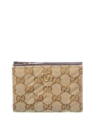 Gucci Gg Marmont Small Gg Canvas & Leather Card Case