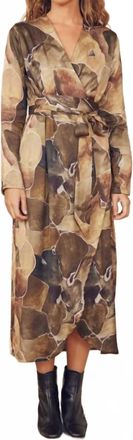Cossac Printed Midi Wrap Dress In Natural