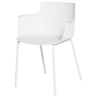 Koketto Home Silla con respaldo ergon&oacute;mico, reposabrazos y patas de metal blanca