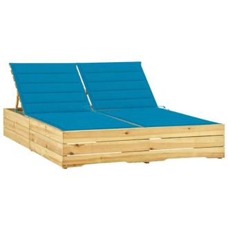 vidaXL Vidaxl - Tumbona Doble Y Cojines Madera Pino Impregnada Azul