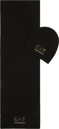 Emporio Armani Gebreide Muts en Sjaal Set - Dames - Accessoires - Zwart - Maat: ONE Size Tweed