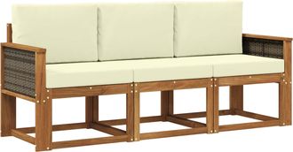 vidaXL Conjunto De Sof&aacute;s De Exterior 3 Uds. Natural Y Crema Vidaxl