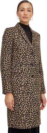Michael Kors Gekreukt Luipaard Jacquard Jas - Dames - Mantels - Bruin - Maat: XS Katoen