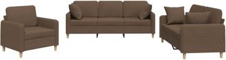vidaXL Juego De Sof&aacute;s Con Cojines 3 Piezas Tela Marr&oacute;n Vidaxl